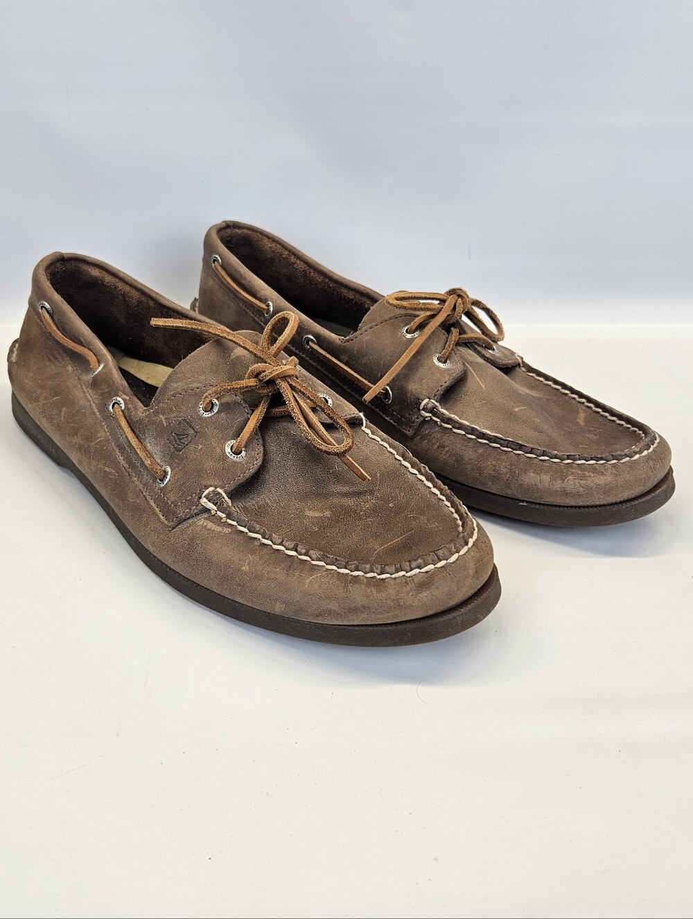 Sperry Boat Shoes Mens 15 Authentic Original 2-Eye Brown Leather Lace Up